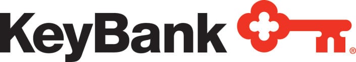 KeyBank logo, black text with red key
