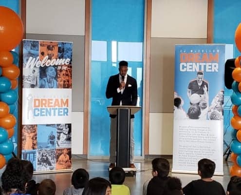 CJ McCollum speaks at Dream Center opening at the Rockwood Club